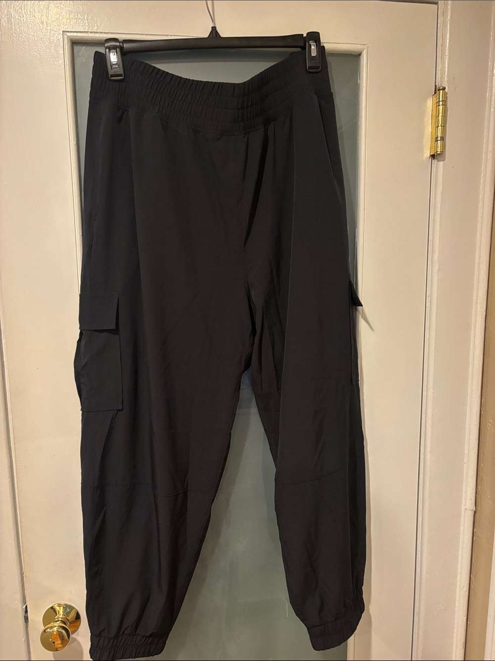 Black Women's Cargo Jogger Pants with Elastic Waist